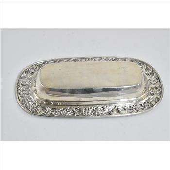 Sterling Silver S Kirk & Son Hand Decorated Floral Butter Dish