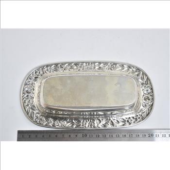 Sterling Silver S Kirk & Son Hand Decorated Floral Butter Dish