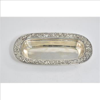 Sterling Silver S Kirk & Son Hand Decorated Floral Butter Dish