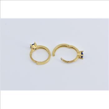 Sterling Silver Sapphire 12.7mm Gold Plated Huggies Hoop Earrings