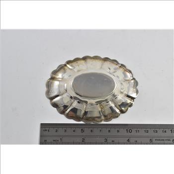 Sterling Silver Scalloped L Bros Candy Ring Oval Dish