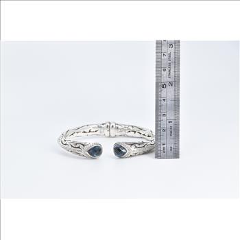 Sterling Silver Scott Kay London Blue Topaz Diamond Cuff Bracelet 7