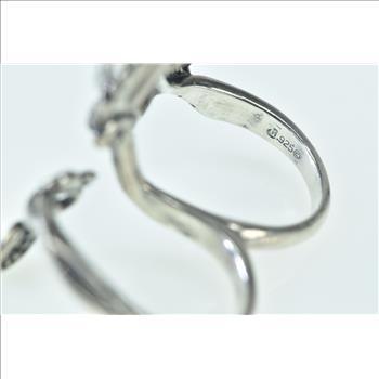 Sterling Silver Scroll Filigree Two Finger Wrap Vine Ring, Size 9.5/7.75