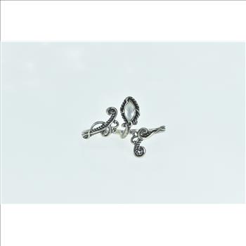 Sterling Silver Scroll Filigree Two Finger Wrap Vine Ring, Size 9.5/7.75