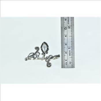Sterling Silver Scroll Filigree Two Finger Wrap Vine Ring, Size 9.5/7.75