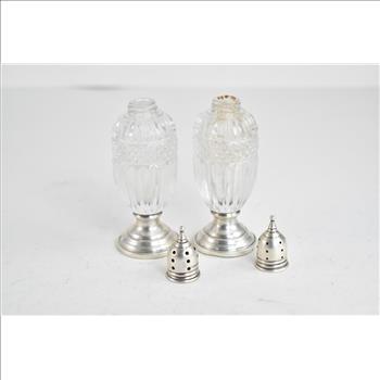 Sterling Silver Sheffield Co. Cut Crystal Salt & Pepper Shaker Set (2 pcs)