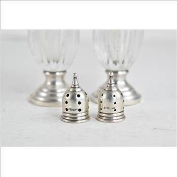 Sterling Silver Sheffield Co. Cut Crystal Salt & Pepper Shaker Set (2 pcs)