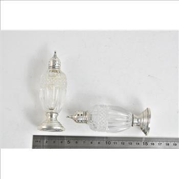 Sterling Silver Sheffield Co. Cut Crystal Salt & Pepper Shaker Set (2 pcs)