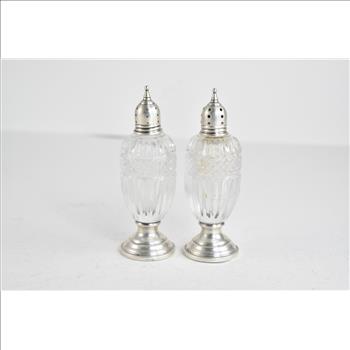Sterling Silver Sheffield Co. Cut Crystal Salt & Pepper Shaker Set (2 pcs)