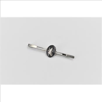 Sterling Silver Siamese Dancer Oval Enamel Vintage Thai Tie Bar