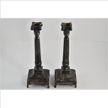 Sterling Silver SK Sterling Ornate Victorian 2x Candle Stick Set