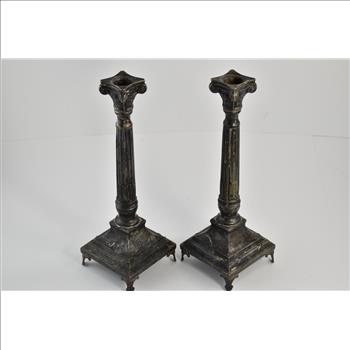 Sterling Silver SK Sterling Ornate Victorian 2x Candle Stick Set
