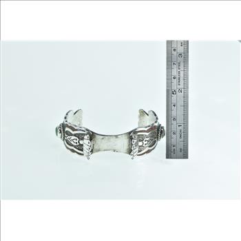 Sterling Silver Southwestern Chip Coral Turquoise Watch Cuff Bracelet 7