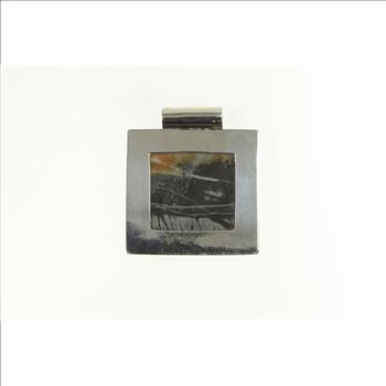 Sterling Silver Southwestern Square Marbled Stone Pendant