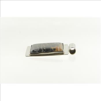 Sterling Silver Southwestern Square Marbled Stone Pendant