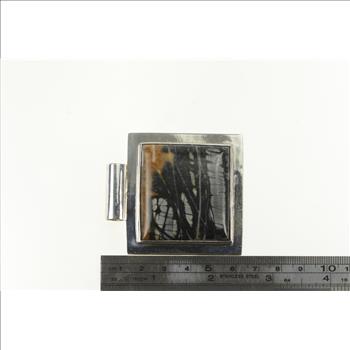 Sterling Silver Southwestern Square Marbled Stone Pendant