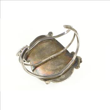 Sterling Silver Southwestern Turquoise Cabochon Leaf Cuff Bracelet 6.25