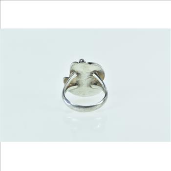 Sterling Silver Southwestern Turquoise Ornate Feather Childs Ring, Size 3.5