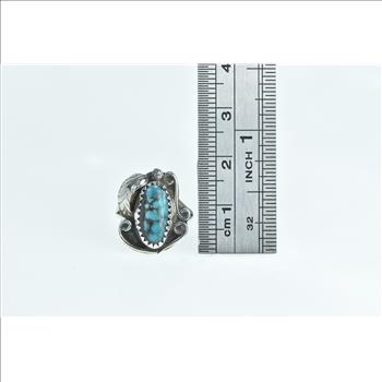 Sterling Silver Southwestern Turquoise Ornate Feather Childs Ring, Size 3.5