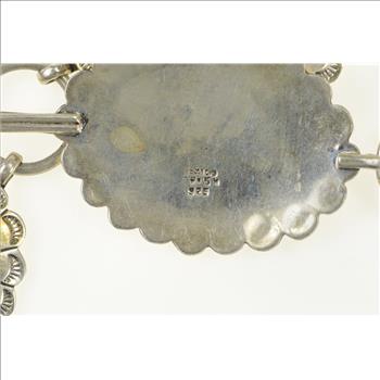 Sterling Silver Southwestern Turquoise Stamped Oval Belt 40