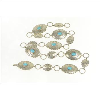 Sterling Silver Southwestern Vintage Turquoise Belt 39