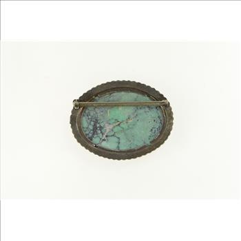 Sterling Silver Southwestern Vintage Turquoise Oval Pin/Brooch