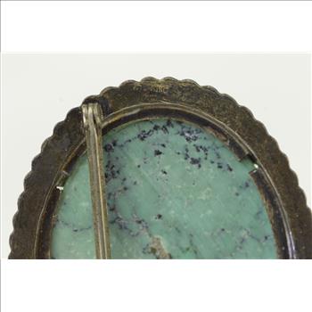 Sterling Silver Southwestern Vintage Turquoise Oval Pin/Brooch