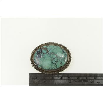 Sterling Silver Southwestern Vintage Turquoise Oval Pin/Brooch