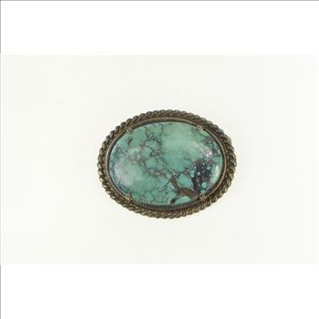 Sterling Silver Southwestern Vintage Turquoise Oval Pin/Brooch