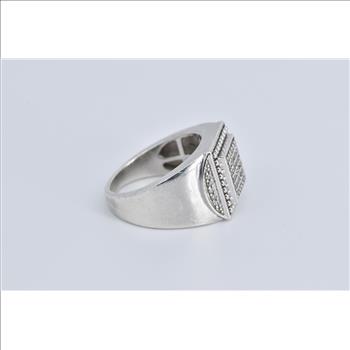 Sterling Silver Square Cubic Zirconia Pave Encrusted Ring, Size 9.25