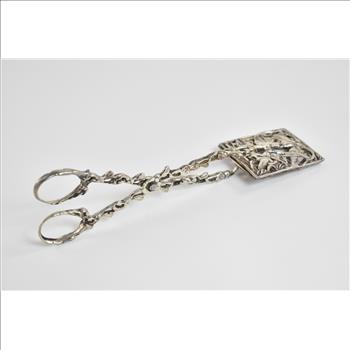 Sterling Silver Square Dove Pierced Serving Tongs