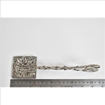 Sterling Silver Square Dove Pierced Serving Tongs
