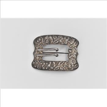 Sterling Silver Stieff Repousse Floral Ornate Belt Buckle Scarf Pin/Brooch
