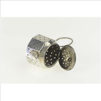 Sterling Silver Tea Pot Steeper Infuser Articulated Chain Ring