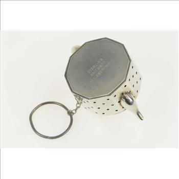 Sterling Silver Tea Pot Steeper Infuser Articulated Chain Ring