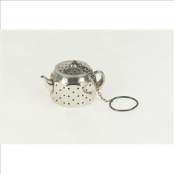Sterling Silver Tea Pot Steeper Infuser Articulated Chain Ring