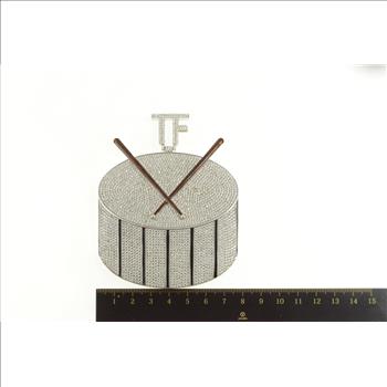 Sterling Silver TF Pave Snare Drum Line Marching Band Pendant