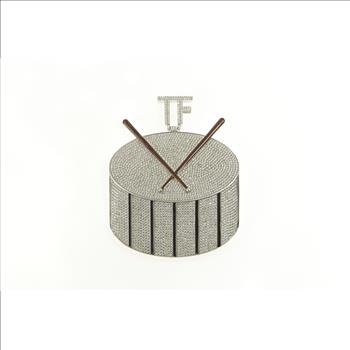 Sterling Silver TF Pave Snare Drum Line Marching Band Pendant