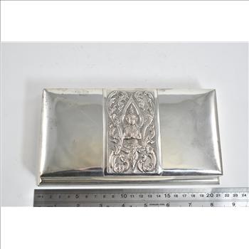 Sterling Silver Thai Dancer Buddhist Ornate Wood Lined Box