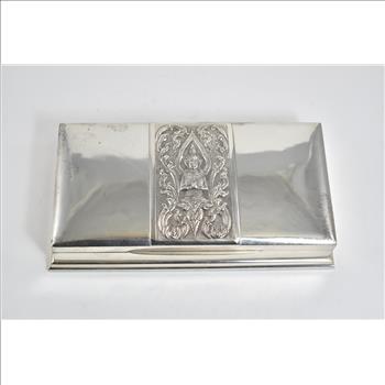 Sterling Silver Thai Dancer Buddhist Ornate Wood Lined Box