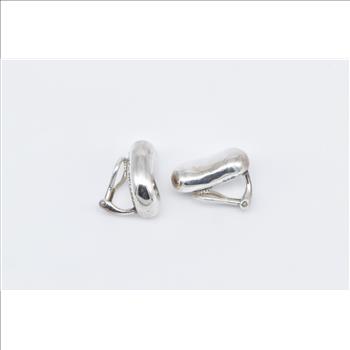 Sterling Silver Tiffany & Co Elsa Peretti Bean Clip Back Earrings