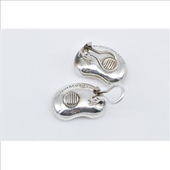Sterling Silver Tiffany & Co Elsa Peretti Bean Clip Back Earrings