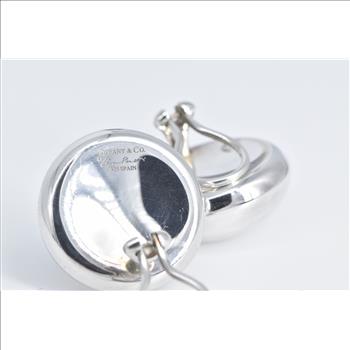 Sterling Silver Tiffany & Co Elsa Peretti Round Clip Back Earrings
