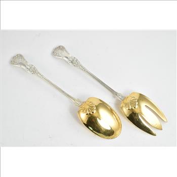 Sterling Silver Tiffany & Co English King Goldwash Solid Salad Set (2 pcs)
