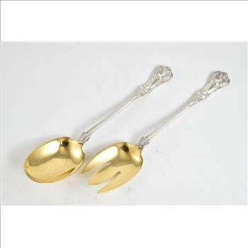 Sterling Silver Tiffany & Co English King Goldwash Solid Salad Set (2 pcs)