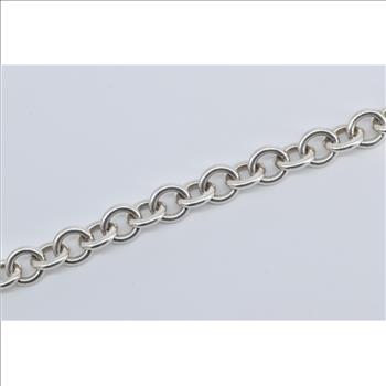 Sterling Silver Tiffany & Co Heart Charm Cable Chain Bracelet 7