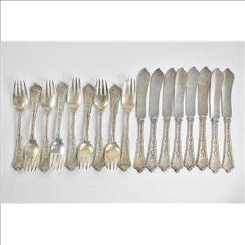 Sterling Silver Tiffany & Co Persian Fish Set (8 full sets, 1 partial)