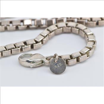 Sterling Silver Tiffany & Co Venetian 4.0mm Box Chain Link Necklace 17.75