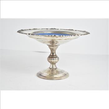 Sterling Silver Towle Enamel Pedestal Candy Nut Serving Dish Bowl