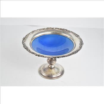 Sterling Silver Towle Enamel Pedestal Candy Nut Serving Dish Bowl